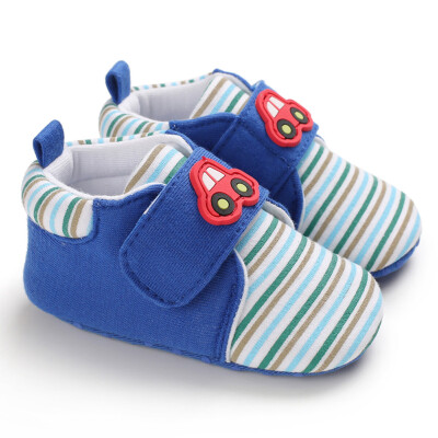 

0-18M Newborn Baby Shoes For Girls Boys Cartoon Car Striped Toddler First Walk Casual Shoes Soft Soled Baby Girls Shoes Sneakers