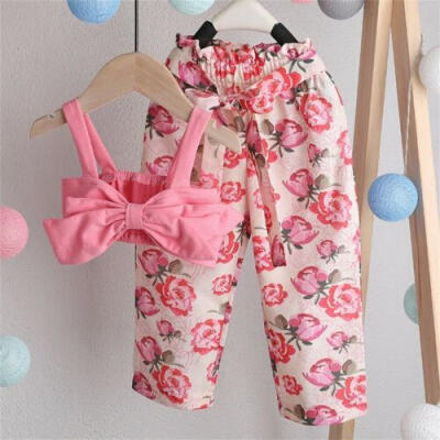 

2PCS Toddler Kid Baby Girl Clothes Solid Crop Top Vest Pants Trousers Outfits