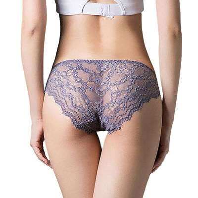 

Women Sexy Solid Color Exquisite Lace Ultra-thin Breathable Soft Low-rise Seamless Briefs High Stretch Panties