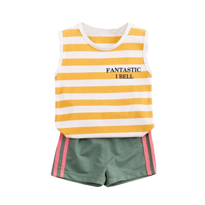 

Summer children clothes 2pcs Baby Boys clothes Casual Sleeveless Striped Pineapple Vest TopsShorts Suits Costume Set