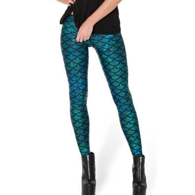 

Women Mermaid Leggings Glitter Printed Legging Sexy Silm Fit Legings High Waist Elastic Women Pants