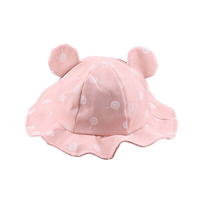 

8-36T Summer Baby Boys Girls Toddler Lollipop Striped Print Bucket Hats With Ear Design Caps Reversible Sun Headwear
