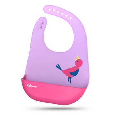 

Kiss my kidsme baby full silicone rice pocket waterproof three-dimensional bib bib pink