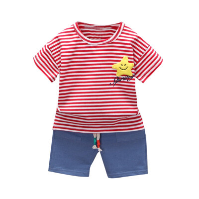 

Casual Boy Clothes Set Kids Summer Striped T-shirtshorts KIds Clothes Set 0-4T Boy T-shirt