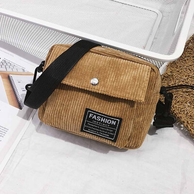 

Tailored Women Simple Canvas Bag Corduroy Square Bag Fashion Shoulder Messenger Package