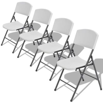 

Folding Garden Chairs 4 pcs Steel&HDPE White