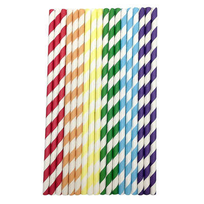 

Toponeto 50PCS Drink Paper Straws Birthday Party Supplies Theme Drinking Rainbow Straws