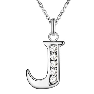 

Fashion Crystal 925 Silver Plated Alphabet Initial Letter A to Z Pendant Necklace