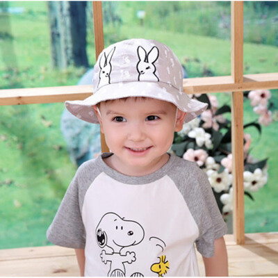 

Cute Cartoon Bunny Summer Kids BoyS Girls Hats Cotton Accessories Reversible Sun Hat UV Protection Caps 3-7Y new