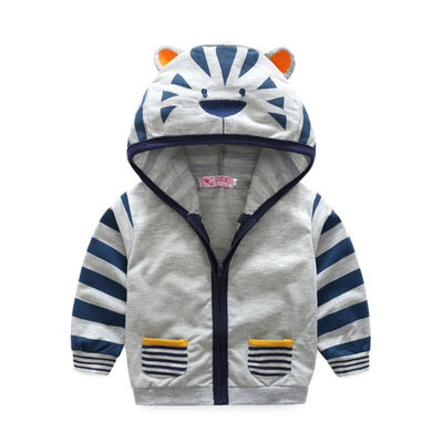 

Autumn Childrens Outwear Jacket Boys Clothes Cartoon Tiger Hat Zip Shirt Cute Coats