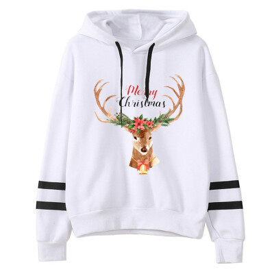 

Tailored Women Christmas Printing Stripe Round Collar Long Sleeves Sweater Tops