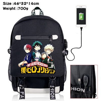 

yuangong Exquisite Life Essentials My Hero Academia Printed Backpacks Student School Bag Laptop Backpack with USB Charging