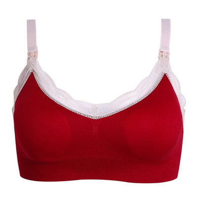 

Lace Patchwork Seamless Padded Push Up Bra Wire Free Bralette Breast-Feeding Womens Bras Tops Back Closure Bras For Women