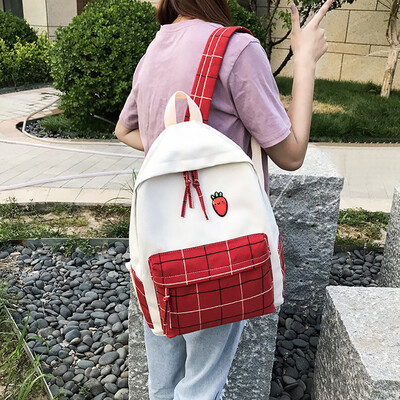 

Tailored Women Plaid Casual Backpack Fashion Wild Large Capacity Canvas Bag