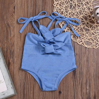 

Baby Girl One Piece Swimsuit Solid Print Swimwear Strap Sunsuit Summer Beachwear Outfit