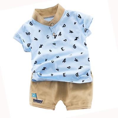 

Summer Baby Boys Short Sleeve Alphabet Print Tops Blouse T-shirtShorts Children Casual Outfits Sets Kids Clothing