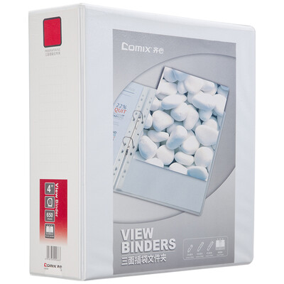 

Coix Comix A4 folder easy to display American three-sided pocket information booklet 4 inch 3 hole office supplies white A0238