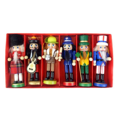 

6 pcs Nutcracker De Madeira Boneca Soldado Estatuetas Em Miniatura Artesanato Boneco de Natal de Ano Novo Enfeites de Decoração