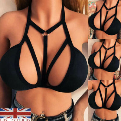 

UK Women Lingerie Sexy Bralette Blouse Cross Strappy Bra Crop Top Bustier Vest