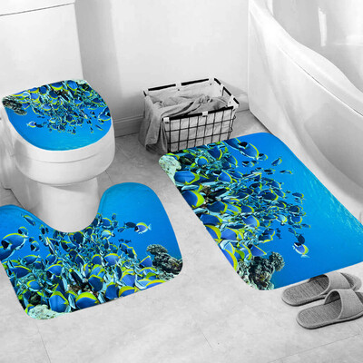 

Gobestart 3pcs Non-Slip Fish Scale Bath Mat Bathroom Kitchen Carpet Doormats Decor