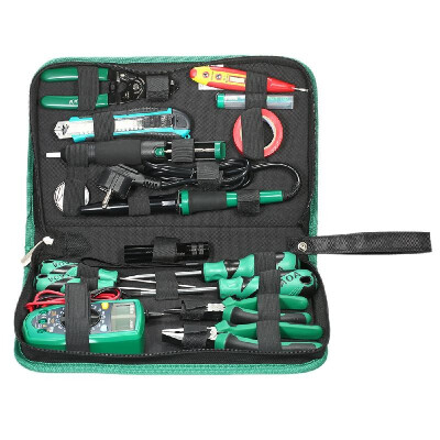 

LAOA LA101316 16PCS Telecommunications Repair Tool Set Electric Soldering Iron Multimeter Screwdriver Utility Knife Pliers Handle