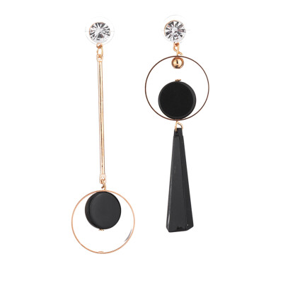 

Fashion Charm Metal Silver Color Long Drop Earrings For Women Girl Party Asymmetry Circles Alloy Dangle Earring Jewelry