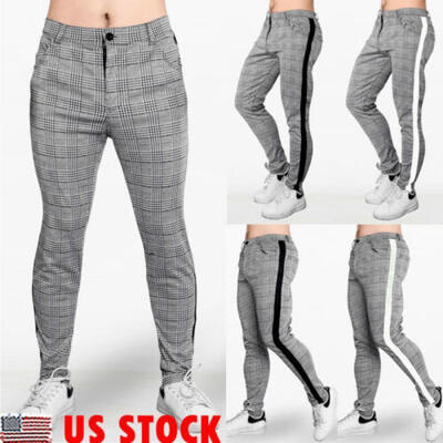 

Fashion Mens Casual Pants Bottoms Joggers Slim Fit Skinny Casual Pencil Trousers