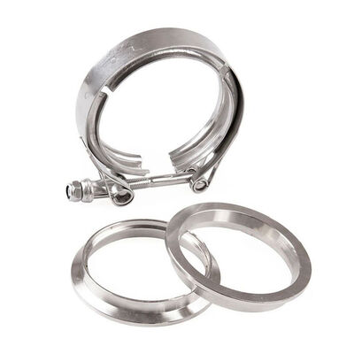 

30" Turbo Charger Exhaust Down Pipe 304 Stainless Steel Clamp Clip 2 Iron Flange Silver