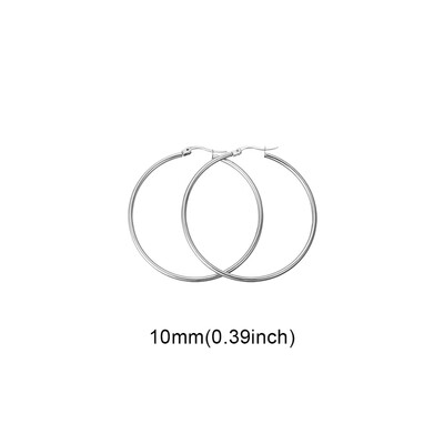 

guangxichuangshengxinfu 1 Pair Sexy Women Stainless Steel Smooth Big Large Hoop Earrings Jewelry