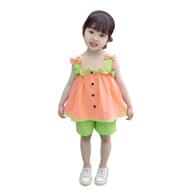 

Baby Girl Clothes Set Sling Bow-Knot Short Sleeve Shorts 2PCS Toddler Children Girl Clothes For 0-4t