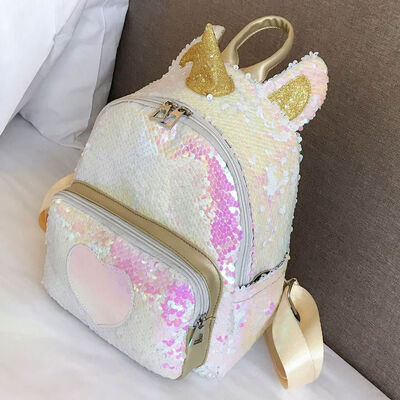 

Sequins Backpack Cute Unicorn Schoolbag Shining Lovely Heart For Girls Sweet Girls Daughter Gifts