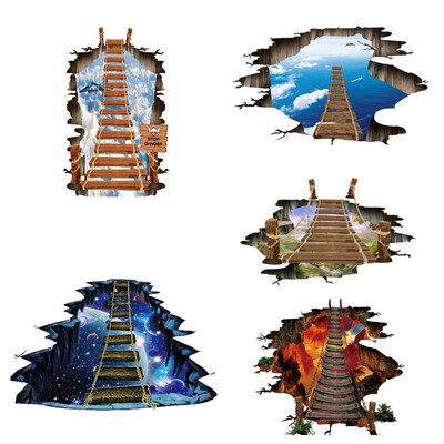 

3D PVC Suspension Bridge Removable Floor Sticker Wall Stickers for Shop Room Floor Wall Decor Decorative