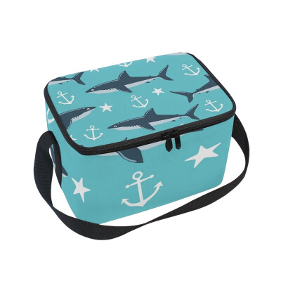 

ALAZA Insulated Lunch Box Shark Seamless Pattern Lunch Bag for Men Women Portable Tote Bag Cooler Bag