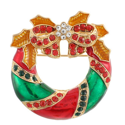 

New Year Fashion Christmas Boots Brooch Santa Claus Shoes Carriage Rhinestone Brooch Jewelry For Christmas Color Stone Brooch