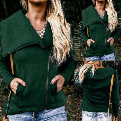 

Gobestart Women Ladies Winter Zipper Splice Long Sleeve Jacket Tops Bluose Coat Outwear