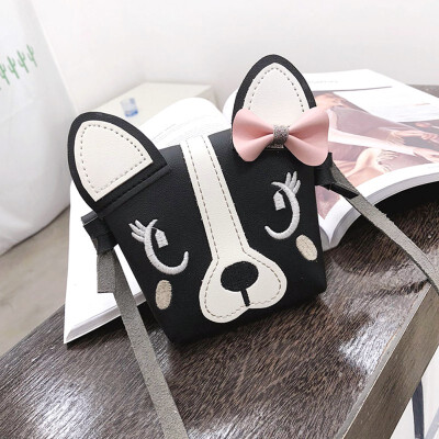 

Child Girl Cute Dog Bow Leather Backpacks Fashion PU Leather Crossbody Messenger Shoulder Bag Small Purse