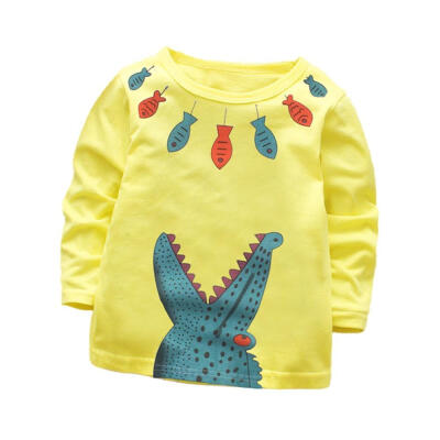 

Casual Boys Girls Autumn Spring Cartoon Cotton T-shirt Children Clothes Baby Long Sleeve Tops Tees Blouse