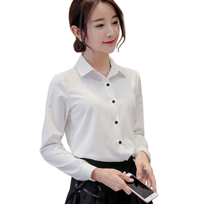 

Korean Style Blouses Long-sleeved Casual Chiffon Womens Shirt Wild Slim Blouse 4 Colors