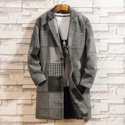 

Toponeto Mens Autumn Winter Casual Plaid Turn-down Collar Jacket Coat