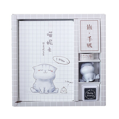 

Cartoon Cat Notebook Planner Journal Student Pocket Notepad Office Supplies School Stationery Set Exquisite Girls Birthday Gifts