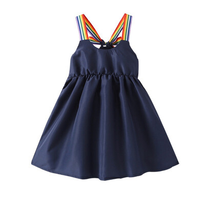 

Summer Girls Dress Solid Pattern Sleeveless Strap Kids Dress For Girls Clothes Cotton Kids Toddler Sundress