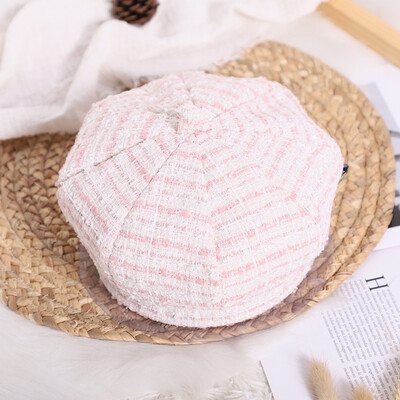 

Children Baby Hats for Girl Fashion Classic Retro Style Plaid Autumn Berets Hat