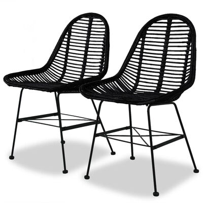 

Dining Chairs 2 pcs Natural Rattan Black