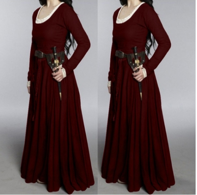 

Long sleeved dress with round collar