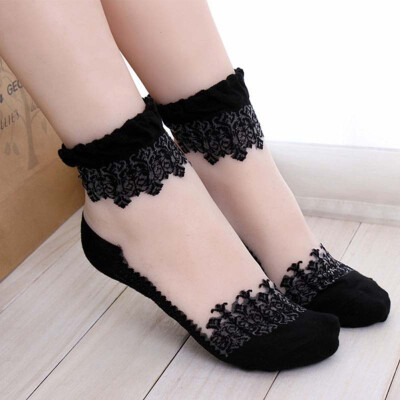 

Ultra-thin Sweet Crystal Socks Non-slip Lace Transparent Long Crystal Socks