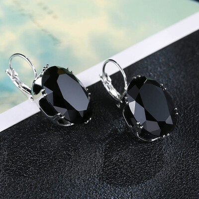 

Lovely Oval Blue Sapphire 925 Sterling Silver Hoop Earrings Womens Topaz Earings