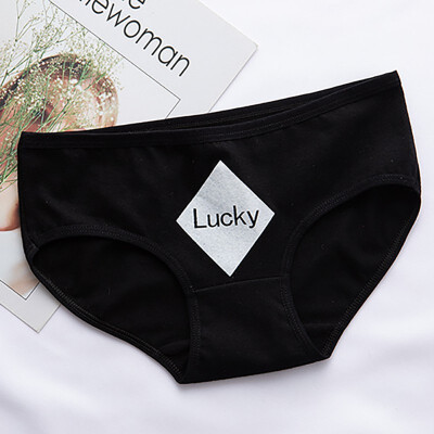 

Fashion Women Briefs Women Cotton Underwear Poker Print Ladies Mid-Rise Panties Breathable Briefs