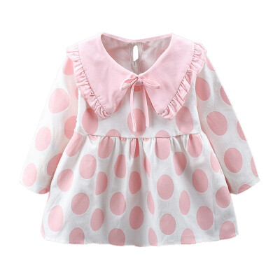 

Autumn Casual Baby Girls Polka Dot Print Long Sleeve Dress Kids Toddler Pageant Dresses