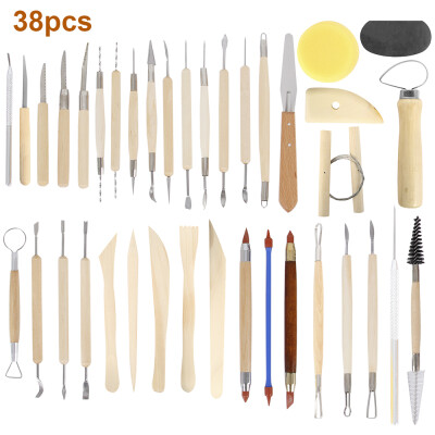 38 pieces DIY Art Clay Pottery Tool set Crafts Clay Sculpting Tool kit Pottery & Ceramics Wooden Handle Modeling Clay Tools
