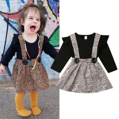 

UK Autumn Infant Kid Baby Girl Clothes Long Sleeve TopsBib Bib Dress Outfit Set
